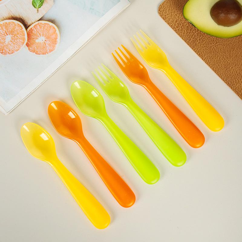 12-Piece Colorful Plastic Fork and Spoon Set for Parties and Everyday Use.