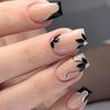 European Chic Black Glitter Striped Nail Stickers - 24 Pieces