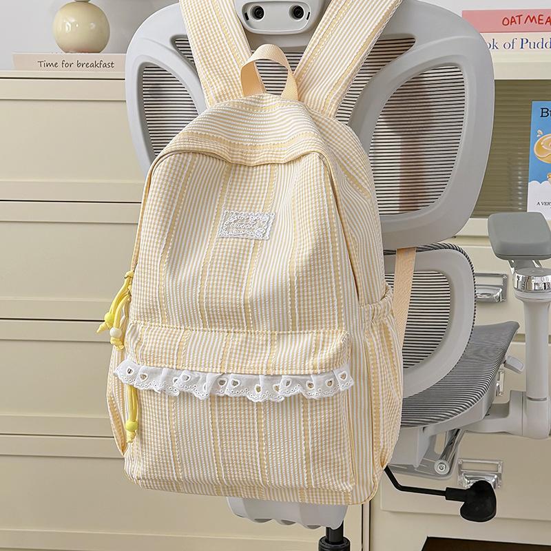 School bag new style for women, INS large capacity high school student leisure travel backpack, candy color-block, sweet style backpack