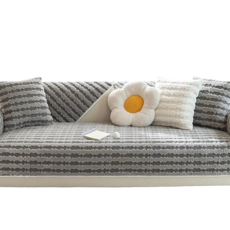 Internet Celebrity Sofa Cushion Winter Thickened Plush Cushion Non-slip Leather Sofa Cover  New Style Cover Cloth Towel