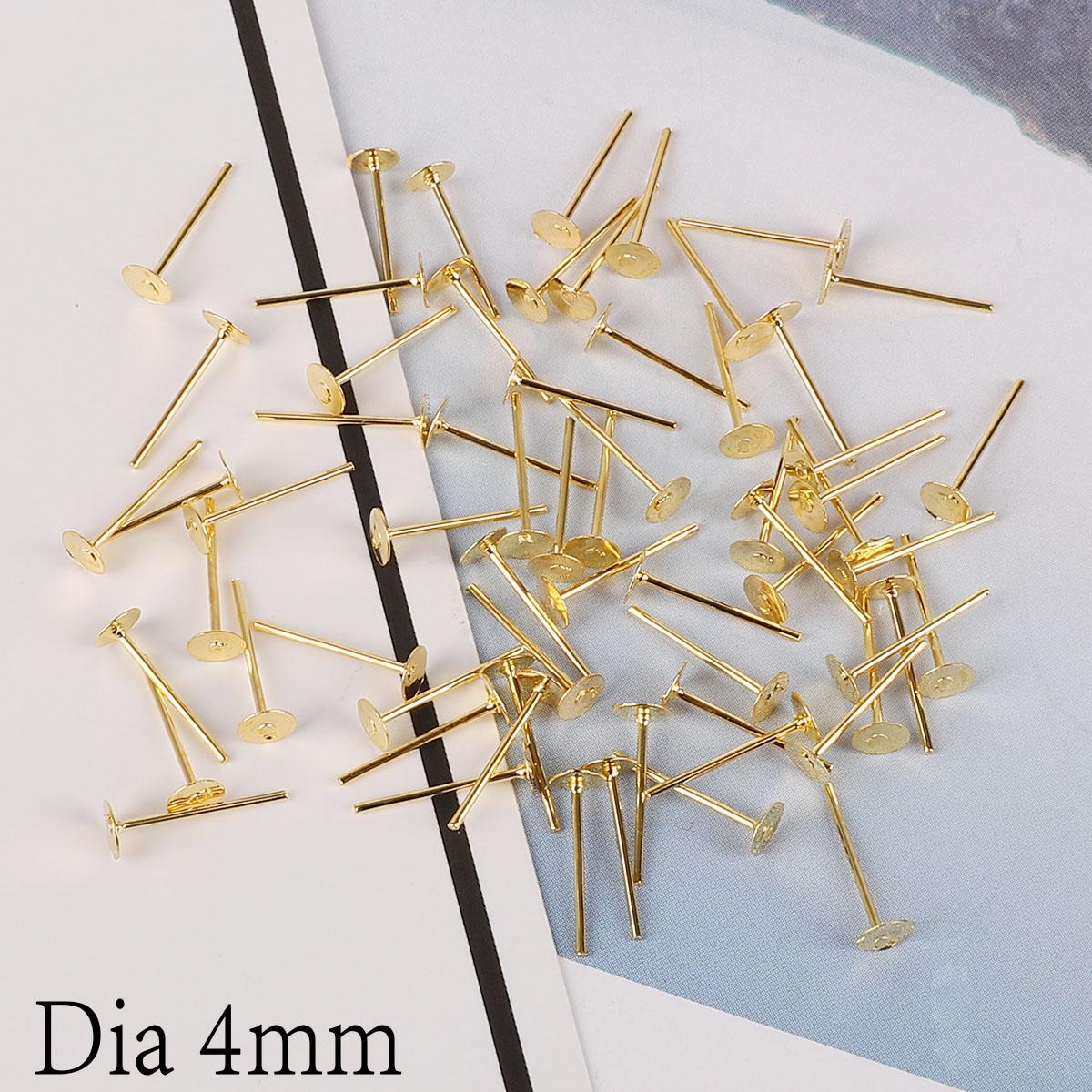 

100 шт. пустая основа для сережек из нержавеющей стали, подставка для безеля для принадлежностей для изготовления ювелирных изделий 4mm золотой