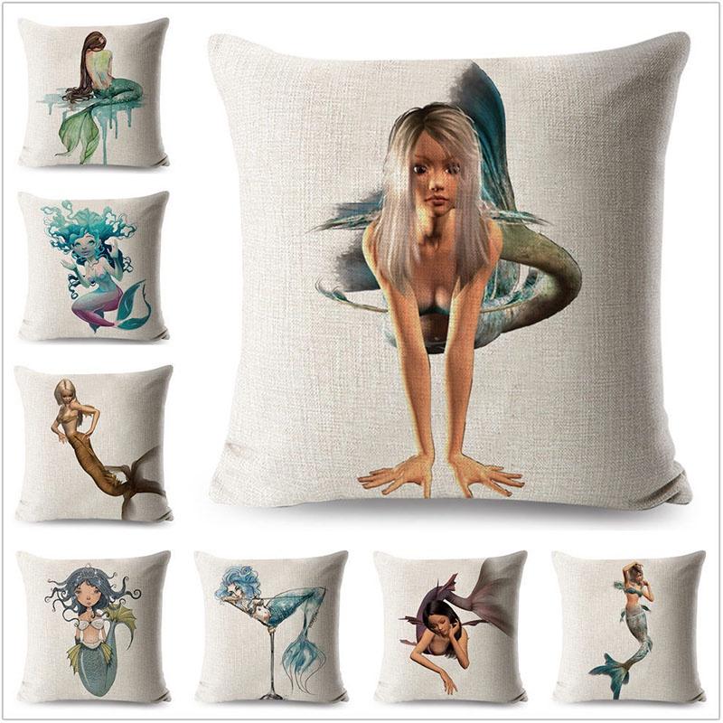 Luxurious Anime Cartoon Mermaid Pillow Cover For A Chic Sofa Living Square Pillow Case