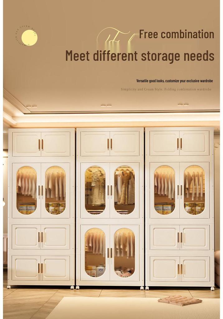 Children's Toy Storage Cabinet: Movable Multi-layer Thickened Wardrobe with Folding Shelves for Home and Bedroom