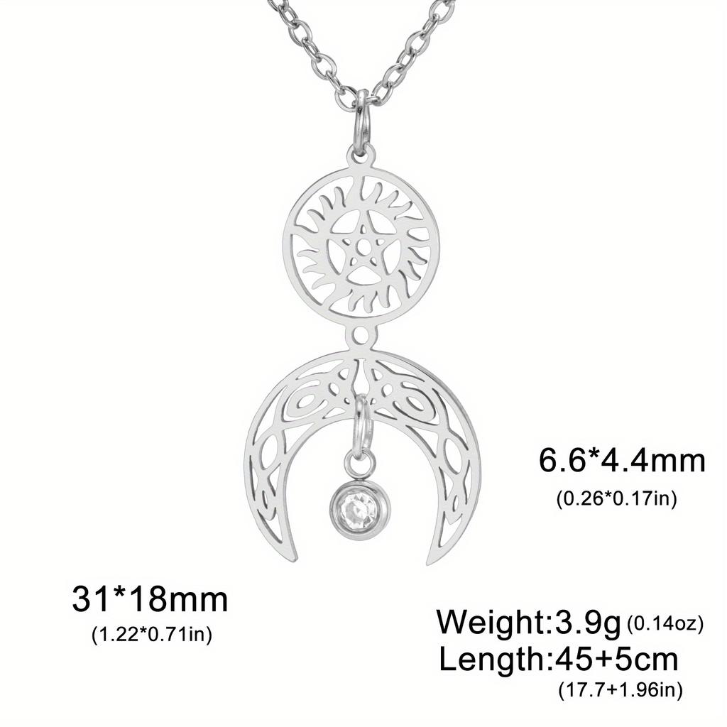 Vintage Pentagram Pendant Necklace, Featuring A March Goddess Design That Incorporates Celtic Knot and Witch Knot Elements