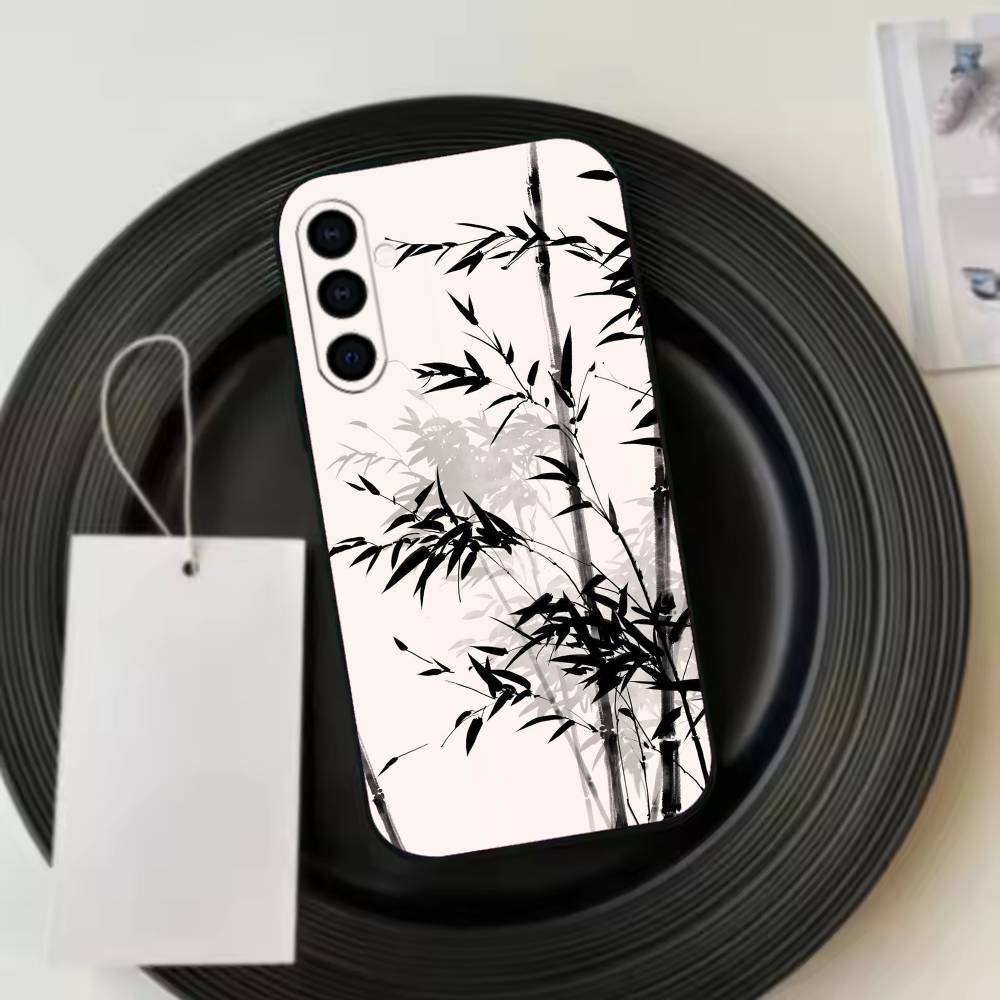 Chinese l-landscape Phone Case Black Silicone Soft For Samsung Galaxy A73,A72,A71,A70,A53,A52,A51
