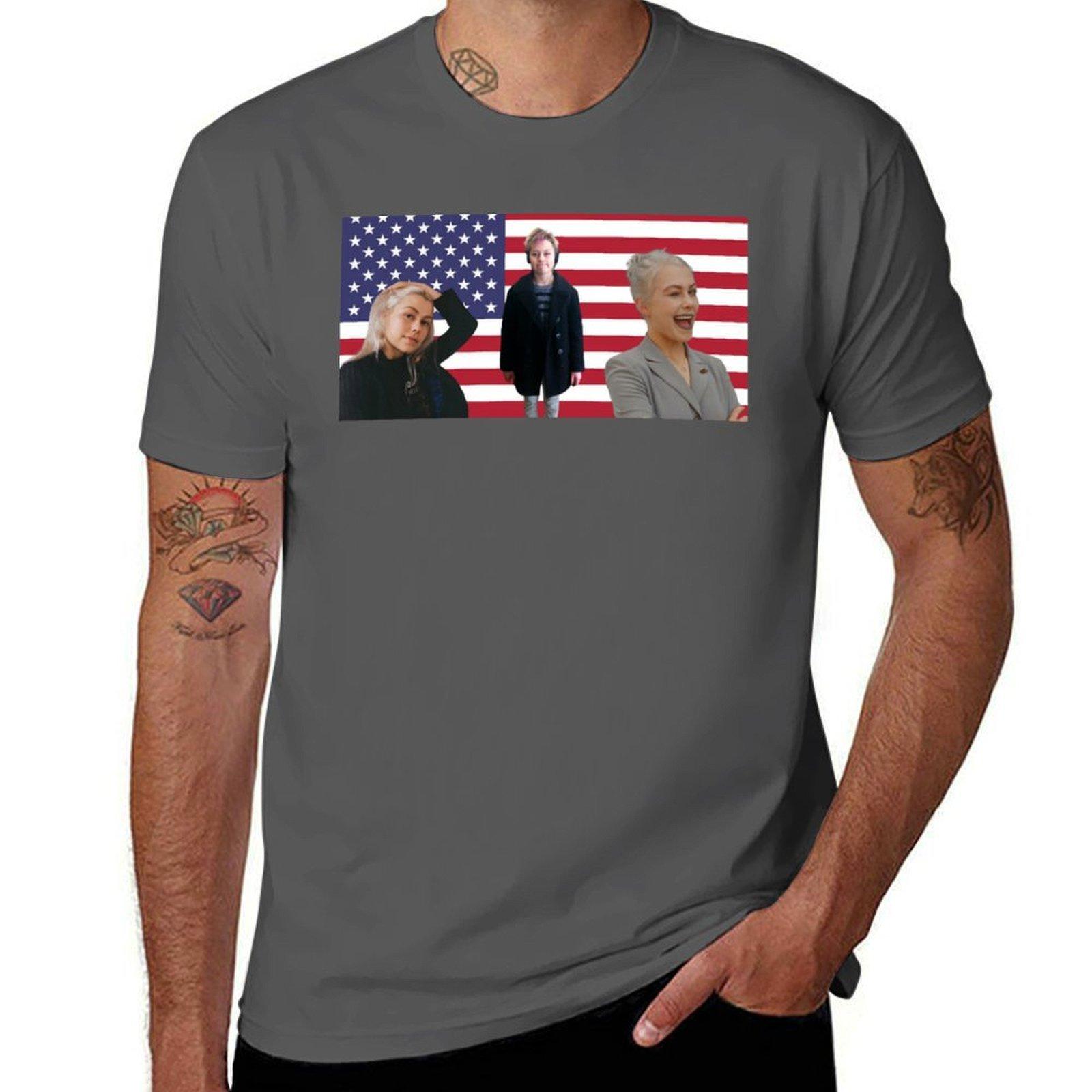 

phoebe bridgers american flag design TShirt Dry Fit Athletic Short Sleeve Shirt 4XL