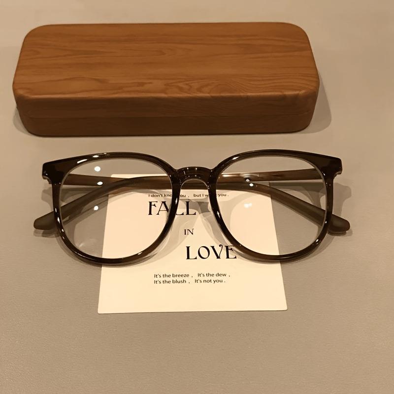 Vintage Large Frame Glasses Tea Brown-Stylish Frame Blue Light Blocking Glasses - Anti-Eyestrain Perfect for Office Everyday Use