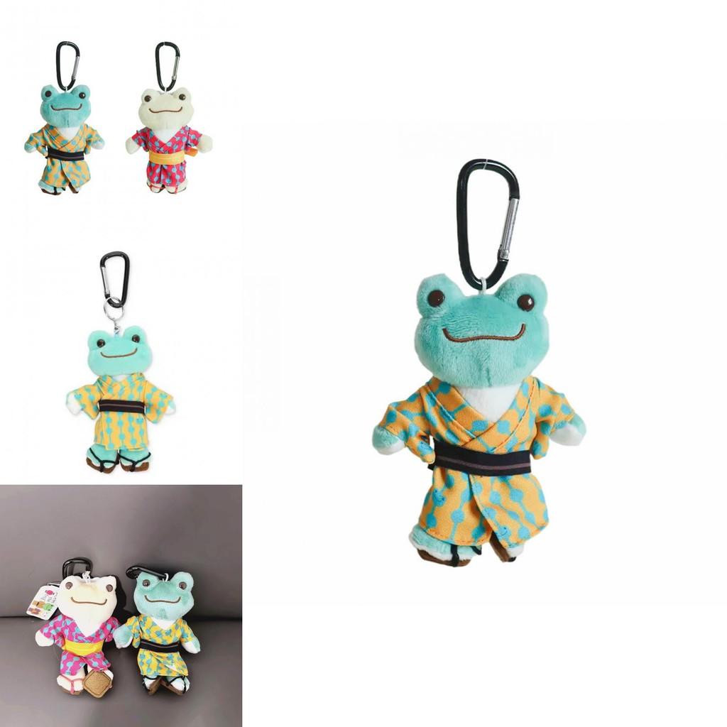 Cute Kimono Smiling Big Eyes Frog Plush Toy Keychain Pendant For Backpack Decor