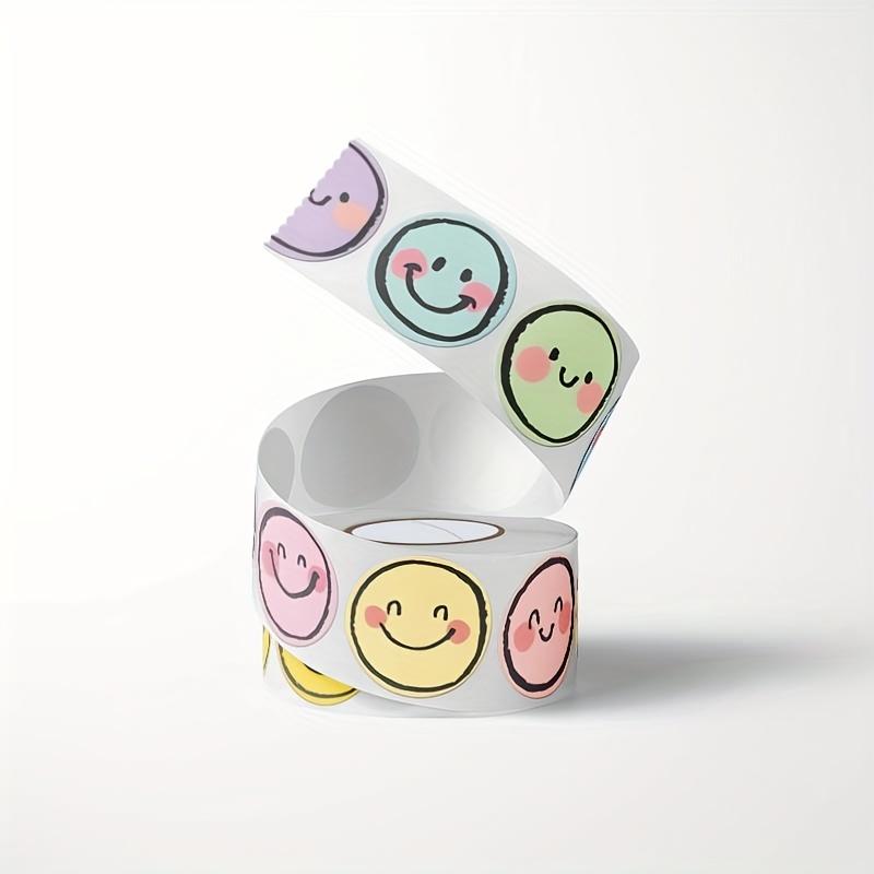 500pcs Round Smiley Face Stickers Roll Colorful Happy Face Stickers for Gift Wrapping Journaling Scrapbooking Party Supplies