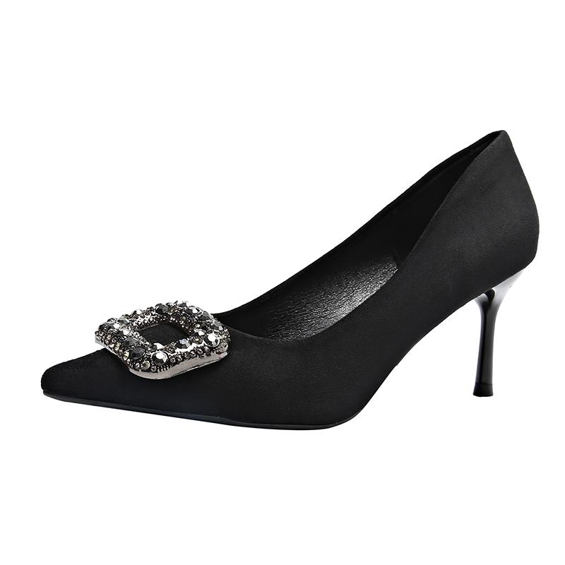 Fashion Women's High Heels Summer New Pointy Rhindiamonds Shallow Cut Wedding Shoes Fashion Temperament Stiletto Heels Party Shoes