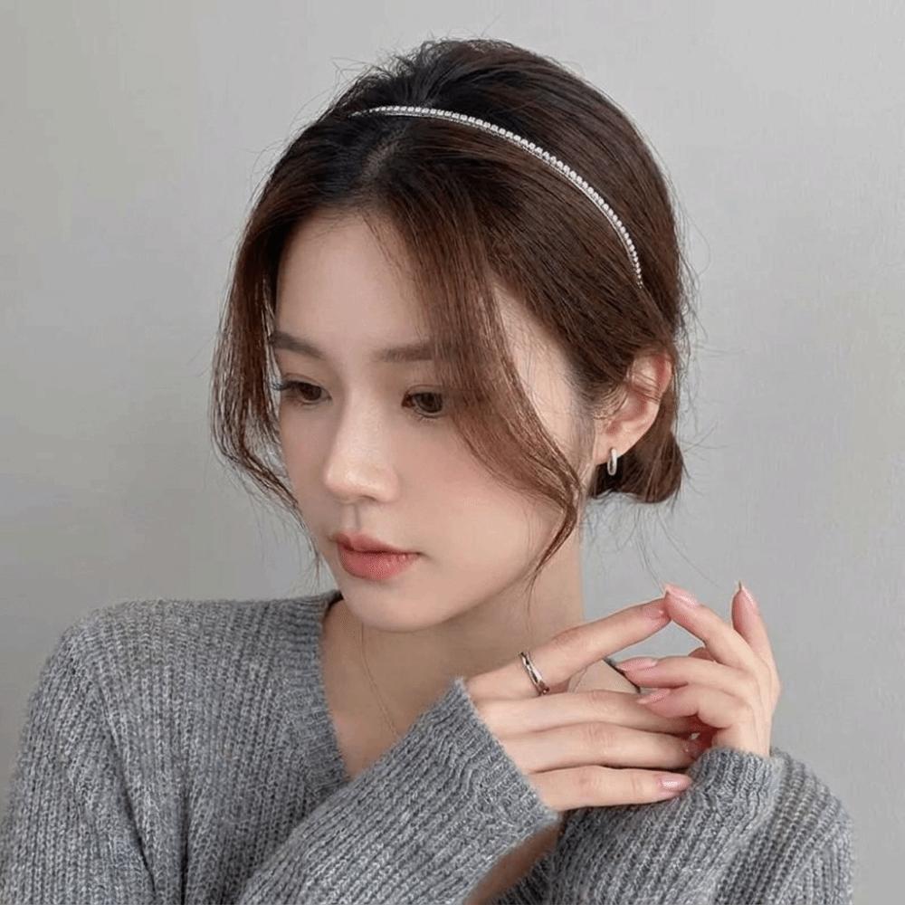 Minimalist Style Thin Headband Sparkling Hair Accessories Elegant Rhinestone Hair Hoop Girl