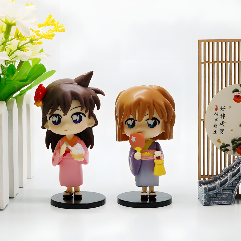 6Pcs/Set Detective Conan Summer Garden Party Series Conan Edogawa Mouri Ran Haibara Ai Figure Collectible Decoration Model Toy