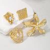 European & American Metal Texture Ring Set: Smooth, Exaggerated Geometric Open Rings for Women