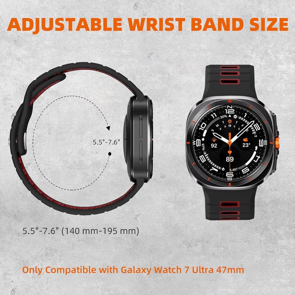 Sport Band for Samsung Galaxy Watch Ultra 47mm Replacement Strap Bracelet for Galaxy Watch Ultra Two Tone Silicone Wristband