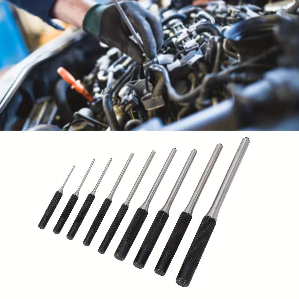 Set 9 buc. Pansoane din Oțel Rapid pentru Știfturi Elastice, Mărimi 1/16"-5/16" - Durabile, Mânere Confortabile, Versatile pentru Auto, Ceasuri, Confecționarea Bijuteriilor