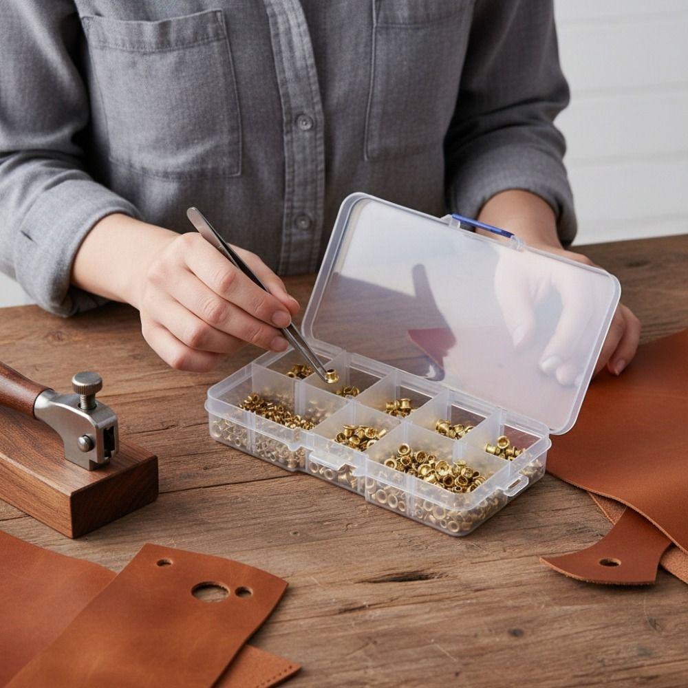 

650 PCS Lightweight 8 Sizes Leather Rivets Kit Brass M0.9-M5 Brass Eyelets Gold Binding Screws for Leather Craft and Bookbinding 20Pcs