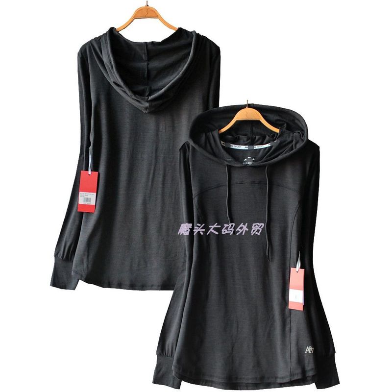Export Spring/Summer Thin Women's Outdoor Sports Running Brushed Cinched Waist Pullover Yoga Slimming Hooded Long Sleeves T-shirt 571
