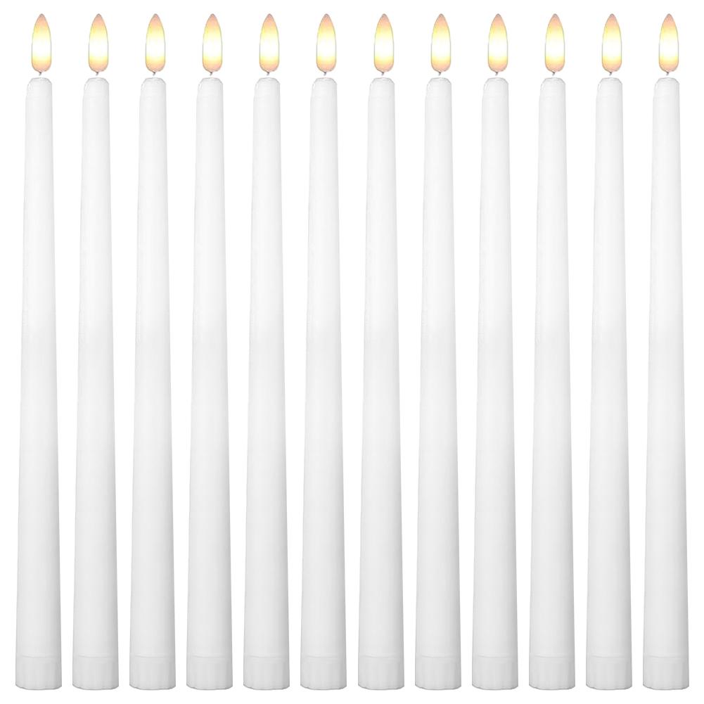 6/12Pcs LED Flameless Taper Candles Lights Battery Powered Flickering Flameless LED Taper Candles Light for Home Wedding Party