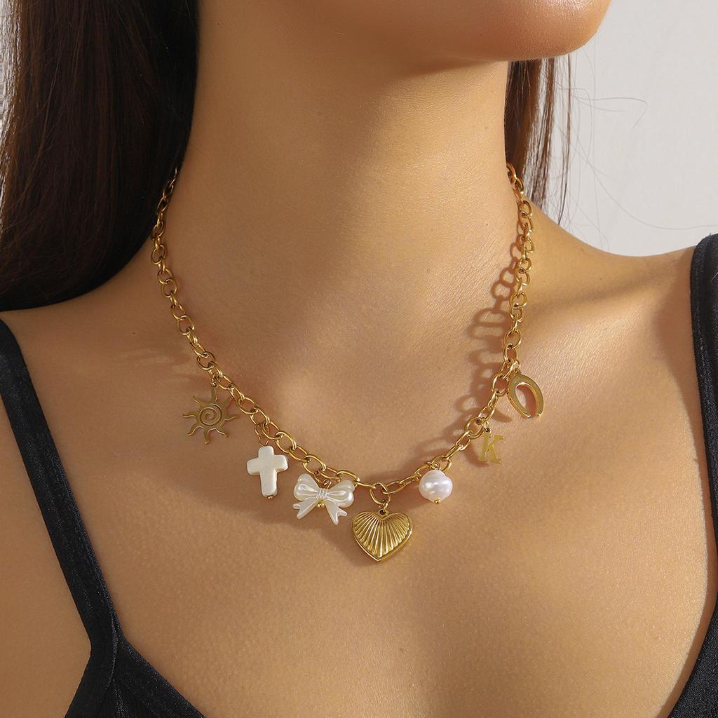 Stainless Steel Heart Flower Multi Pendant for Womnen Chain Jewelry Party Gift