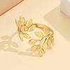 Elegant Gold Leaf Adjustable Stainless Steel Ring for Women - Durable, Fairy Forest Style