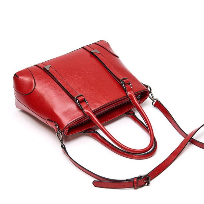 Women Shoulder Cross Body Handbag Top Handle Bag Genuine Leather Casual Designer Lady Female Oil Wax Cowhide Messenger Tote Bag
