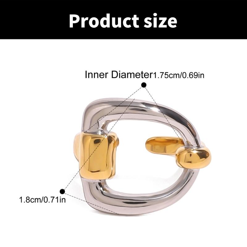 Irregular Geometric Opening Ring Gold and Silver Tone Letter D Ring for Stylish Women Waterproof Finger Jewelry