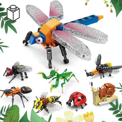 Brinquedos Blocos de Montar Insetos e Bichos Besouro Louva-a-deus Abelha Caracol Bloco Conjunto de Insetos para Jogo de Cérebro Infantil Quebra-cabeça Brinquedo Animais Presente