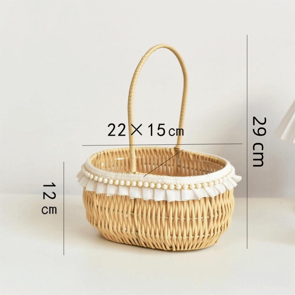 4 Styles Rattan Flower Basket Decorative Picnic Weaving Basket Wedding