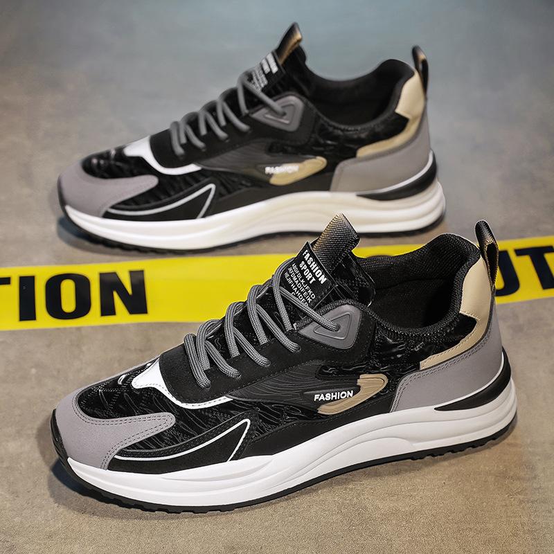 Four Seasons New Fashion Casual Shoes Color Matching Outdoor Sports Dad Shoes Lace-up Men's Student Shoes