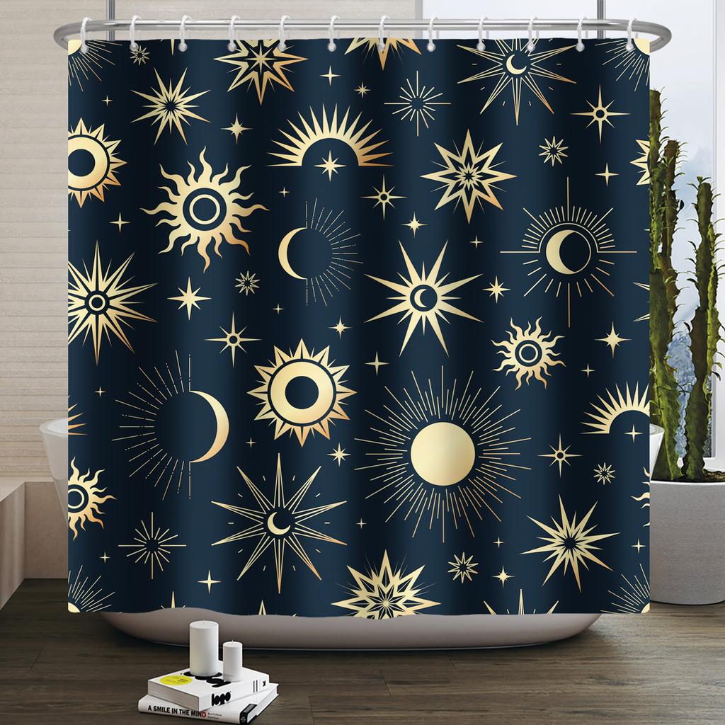 Butterfly Moth Moon Phase Shower Curtain Mushroom Floral Sun Star Plant Flower Goth Witchy Waterproof Bathroom Curtain Home Deco