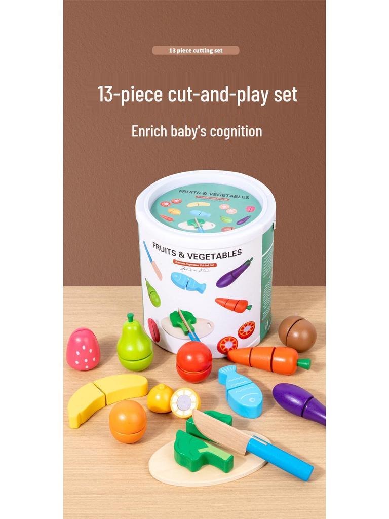 Wooden Fruit & Veggie Cutting Set for Kids' Kitchen Role Play