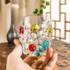 Tazza Creativa in Vetro Dipinta a Mano con Punti Bicchiere Colorato da Whiskey Bicchiere da Bevanda Stile Ins