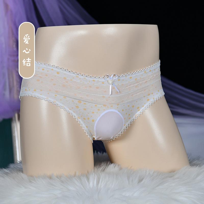 Qinghe Men's Egg-wrapped Briefs, Sexy Lace-edged Bows, Cute Shorts, Dummy Women's Boss Men's Underwear