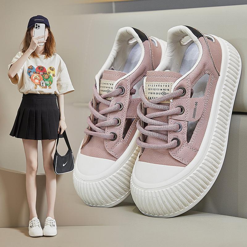 Nuove Scarpe Bianche Traspiranti Estive da Donna con Design Traforato Casual da Pattinaggio Suola Spessa Versatili Scarpe Sponge Cake