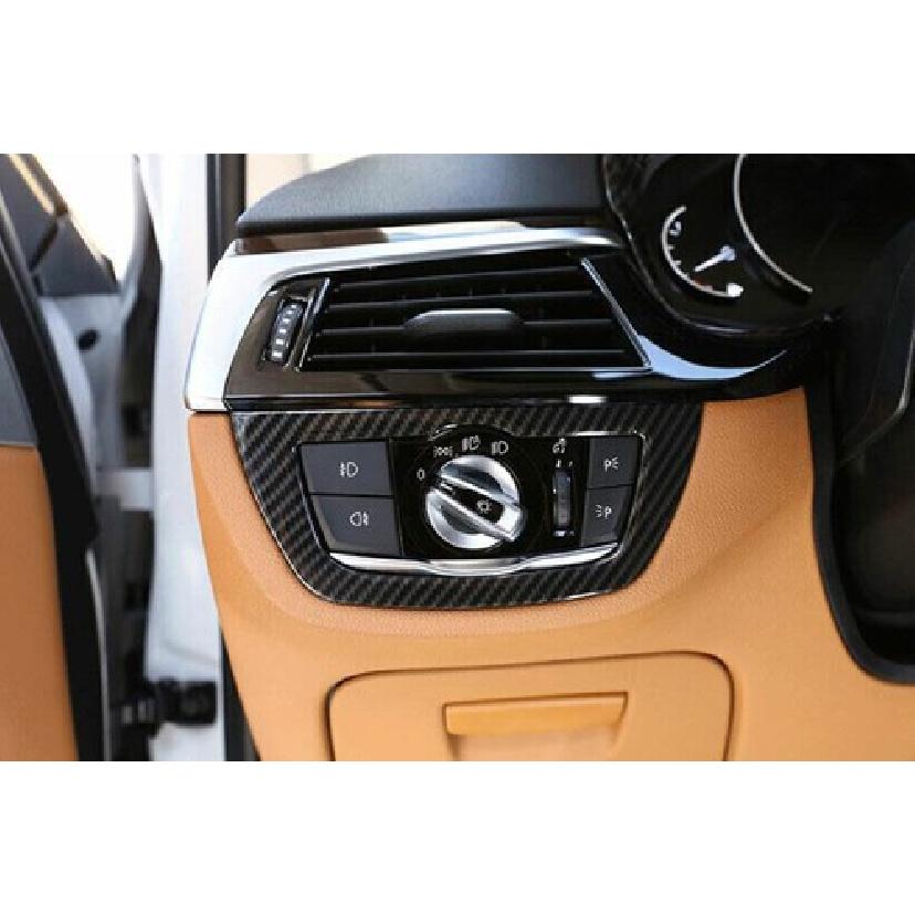For BMW 5 Series G30 18-22 ABS Carbon Fiber Headlight Switch Control Cover Trim