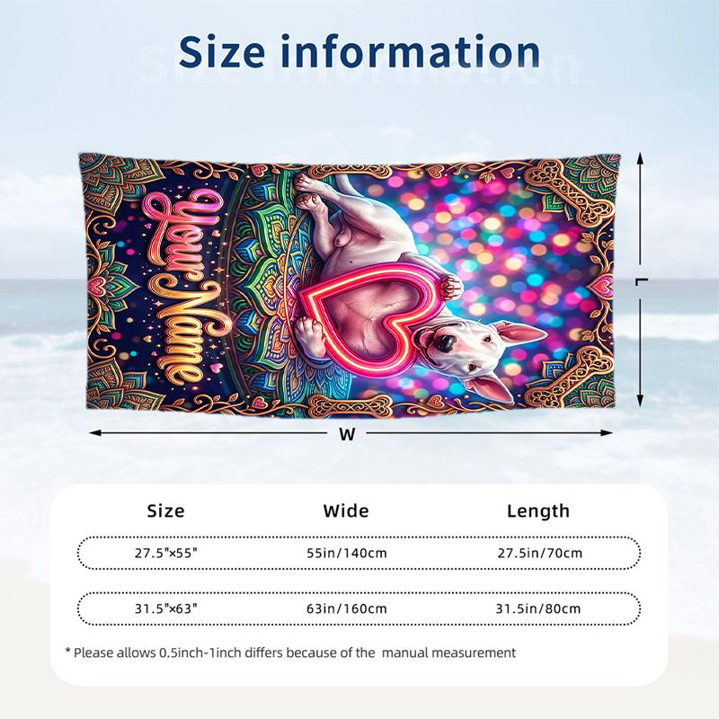Valentine Love Theme Beach Towel Personalized Custom Name & Text Soft Quick Dry Beach Towel for Swimming Travel