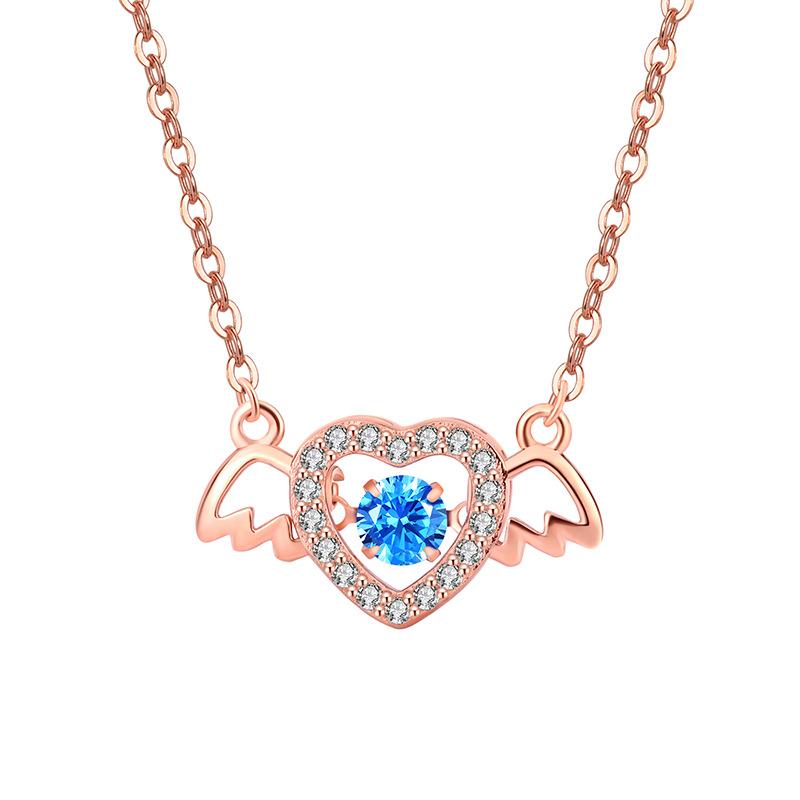 Angel Wings Agile Necklace Women's Trendy Love Heart Beating Heart Clavicle Chain