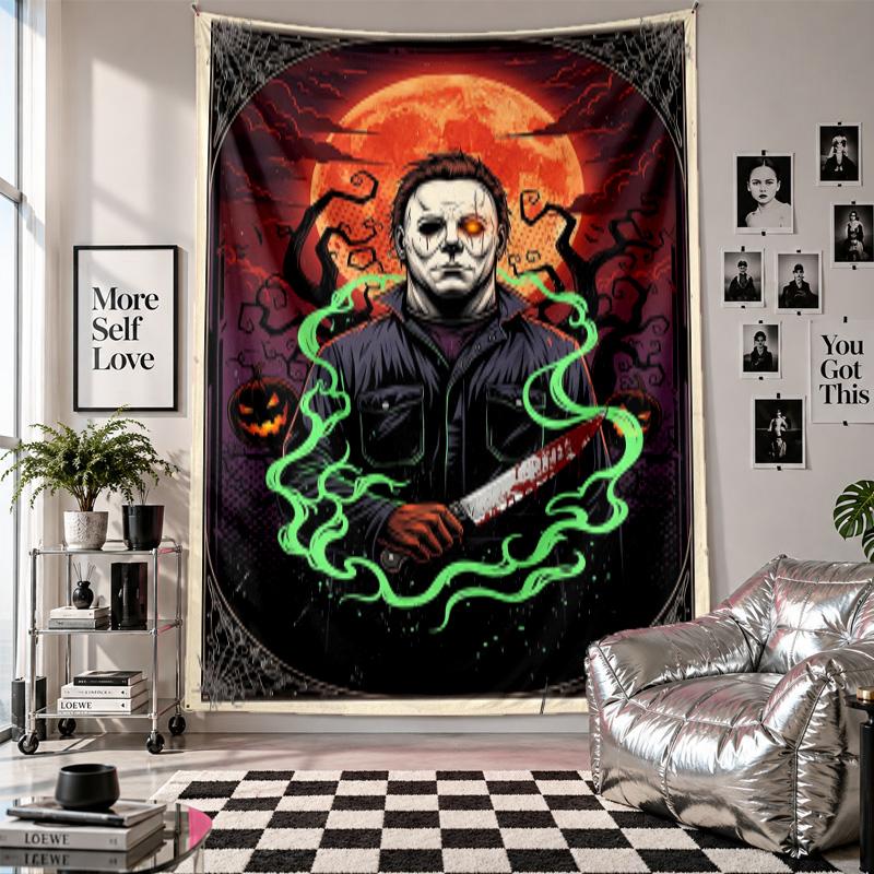 Wall TapestryHalloween Michael Myers Art Hanging Cloth Decorative Background Cover for Room Decoration