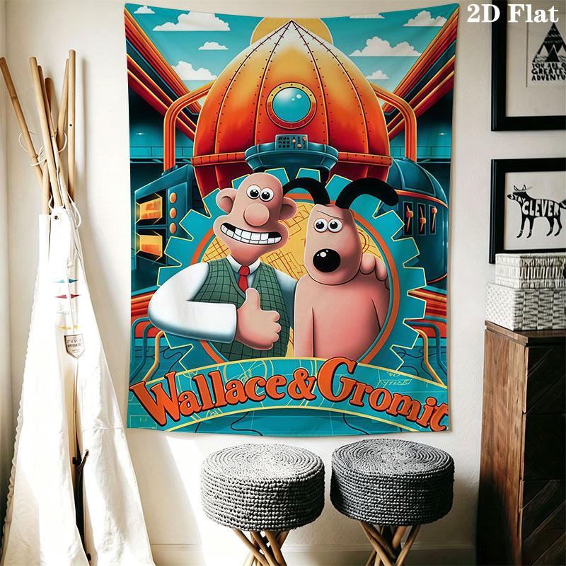 Wallace & Gromit Wall Hanging Printed Fabric Blanket Decorative Tapestries for Bedroom Living Room Home Decor
