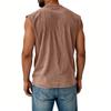 Men's Loose And Casual Trend Letter Print T-shirt - Men's Washed And Distressed Breathable Sports Sleeveless Top