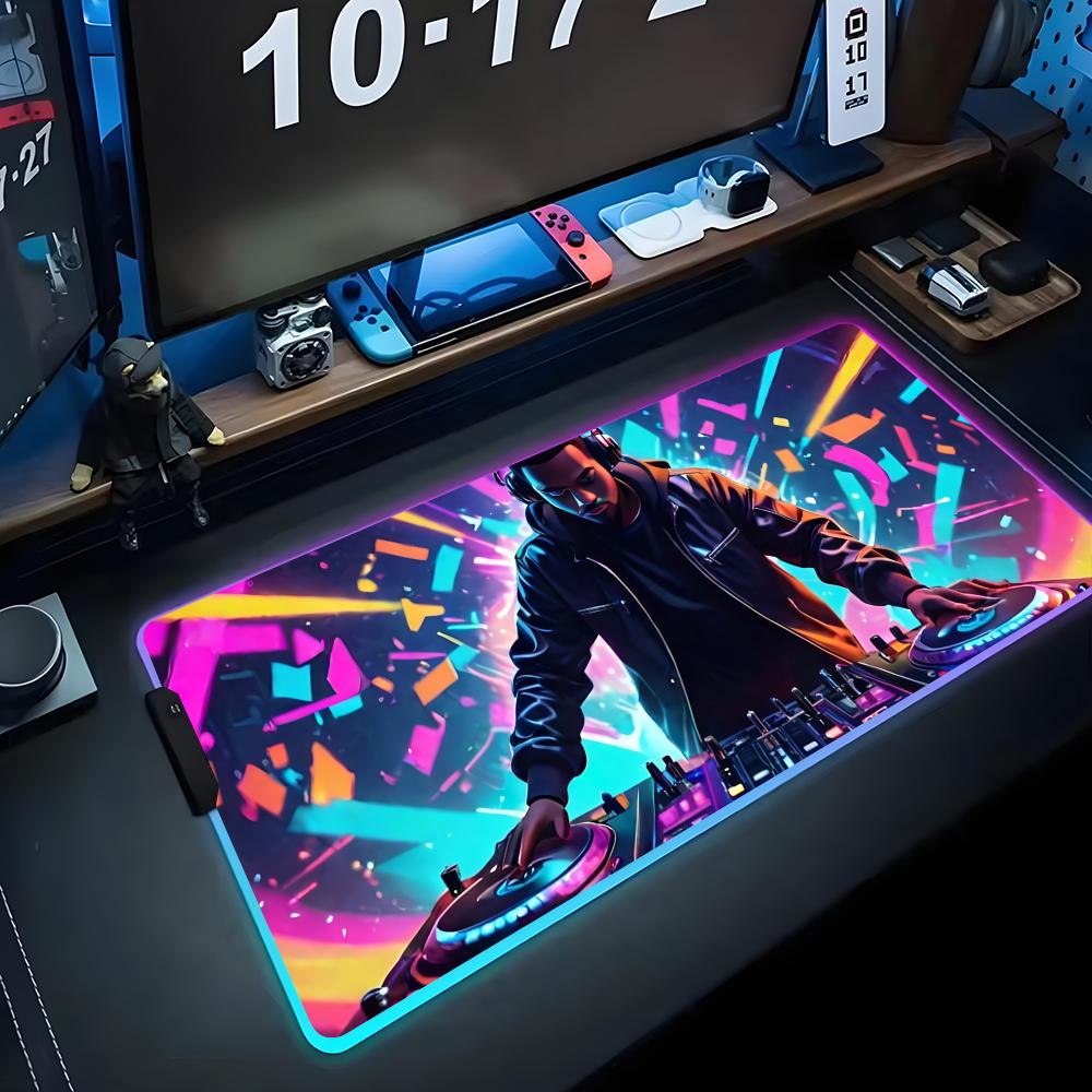 Musik DJ Mauspads RGB Gaming-Mauspads Große LED-Pads PC-Schreibtischmatten Leuchtende Mauspads Große Tastaturmatten Tischteppich mit Hintergrundbeleuchtung