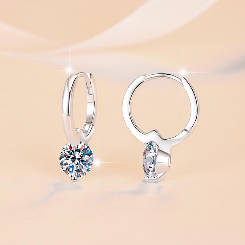 2026 New Style Unique Shape S925 Sterling Silver 1Ct*2 VVs1 Moissanite Diamond Hypoallergenic Hoop Earrings Engagement Gift