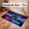 Neon Colorful Theme Crystal Velvet Floor Rug Personalized Custom Name Text Warm Carpet Home Decoration