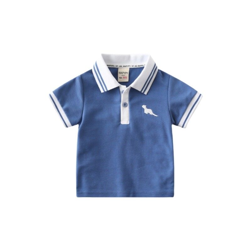 Children's Short-Sleeved T-Shirt with Color Matching, Summer Kidsren's Clothing, Boys' Polo Shirt Top, Baby Boy's Lapel Embroidered Casual Clothes