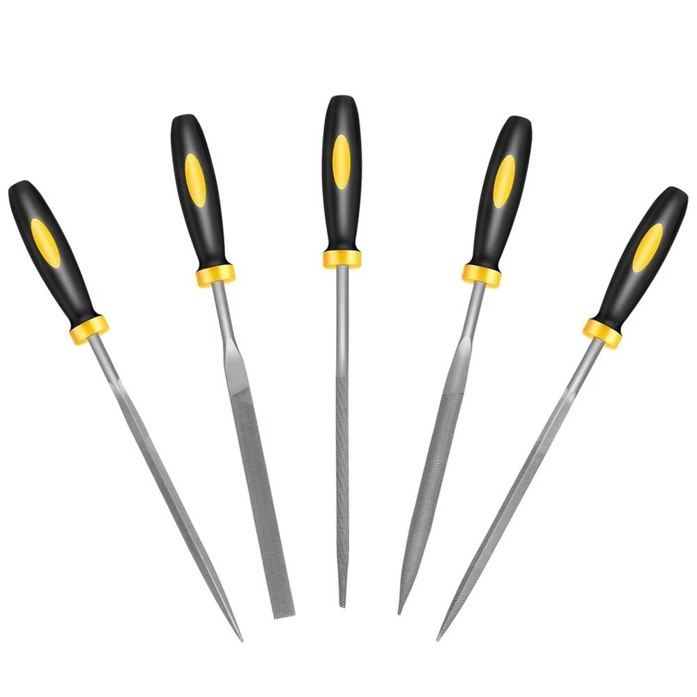 5/10pcs Needle File Set High Carbon Steel File Set Non-Slip Handle Hand Metal Tools for Wood Plastic Model Jewelry and DIY