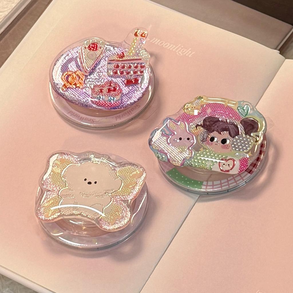 Suitable for Gilded Color Illustrations Magsafe Magnetic Stand Personalized Cartoon Phone Airbag Stand Retractable and Portable