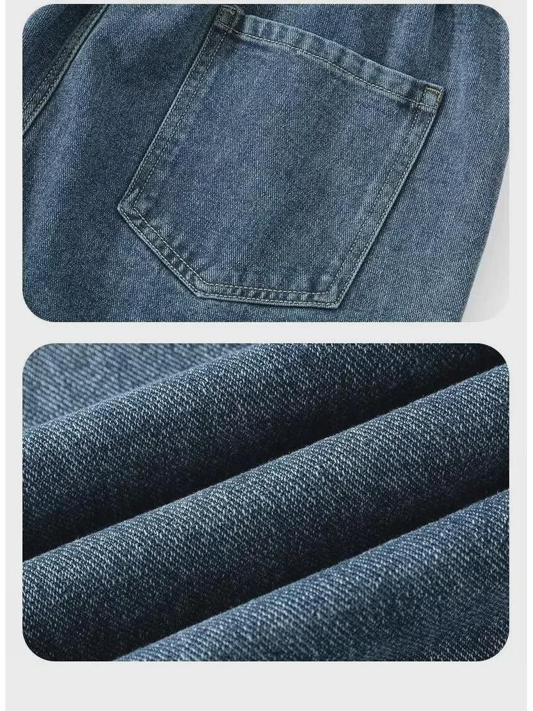 Men's Spring/Autumn Retro Wide-Leg Jeans - Trendy, Straight, Loose-Fit Casual Trousers