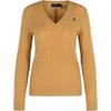 Polo Solid Color Wool Cashmere Blend Cable Knit V-Neck Pullover Long Sleeve Slim Fit Sweater Women Sweater 211971866-002