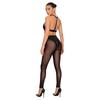 S-3XL Women Wet Look PU Leather Clubwear Set Zipper Cups Y-Back Bralette with Mesh Leggings Tights for Rave Party