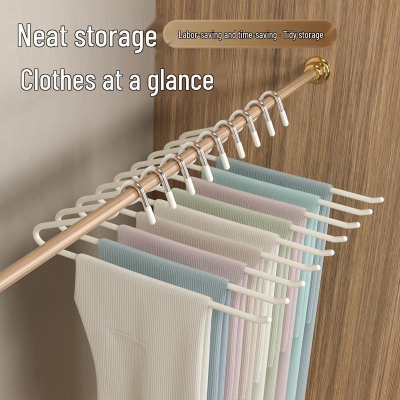 Goose-Shaped Non-Slip Trouser Rack: Traceless, Plastic-Coated Pant and Clothes Hanger with Clips for Organized Home Storage.